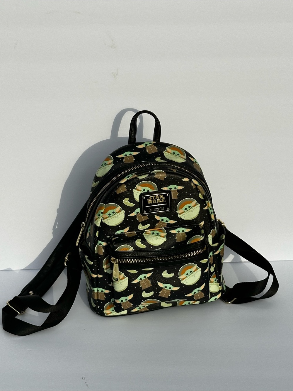 Loungefly Black Grogu Pattern Mini Backpack - Picture 3 of 10